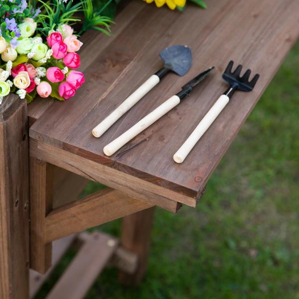 Horta Vertical com Prateleira Horta Elevada de Madeira Maciça para Cultivo de Flores Verduras Ervas 123x54x74cm Marrom