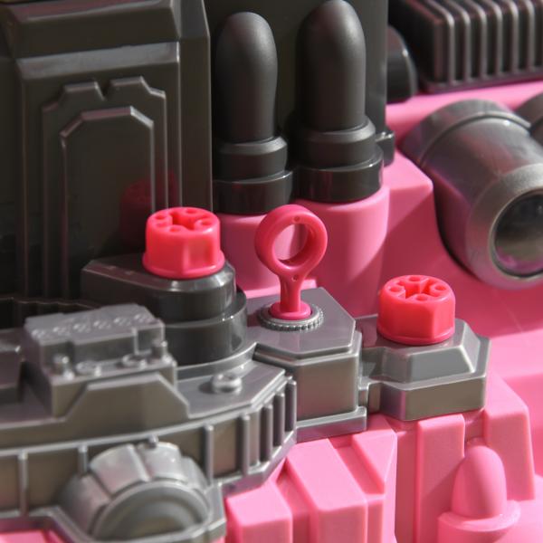 Motor de Caminhão para Crianças com 61 Peças Volante Buzina Faróis Caixa de Armazenamento e Rodas 40x39x47 cm Rosa