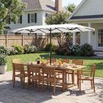 Guarda - Sol Duplo de Jardim 46x26 m com Manivela Manual Proteção UV50+ Capa Resistente à Água Branco