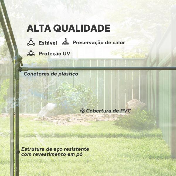 Estufa com Janela Porta Estrutura de Aço e Cobertura de Plástico Impermeável Anti - UV 180x100x168 cm Transparente