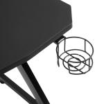 Secretária tipo gaming mesa de escritório com suporte para copos gancho e pés ajustáveis ​​120x65x74,5 cm preto