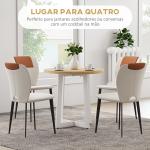 Mesa de Cozinha Redonda para 4 Pessoas Moderna com Tampo de Madeira e Base de Aço Cruzada Ø80x75 cm Carvalho