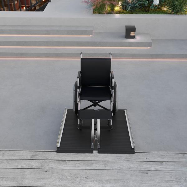Rampa para Cadeira de Rodas Dobrável Portátil com Autocolantes Reflectores Carga 272 kg 91x73,6x5,1 cm Preto