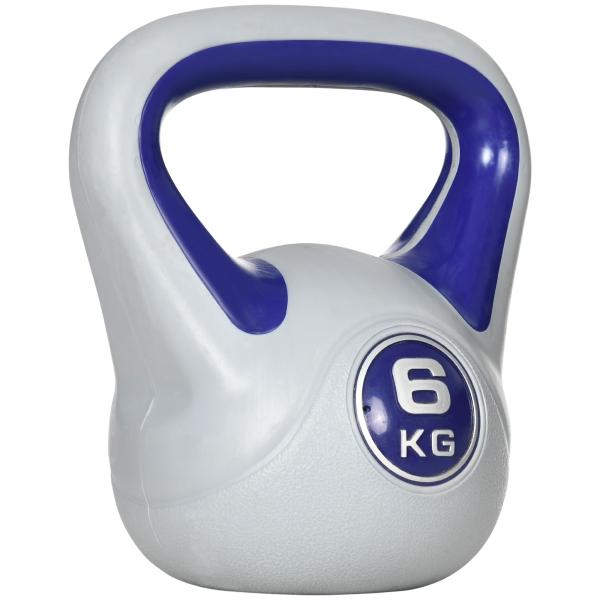 Kettlebell 6 kg Peso Russo com Revestimento de PU e Enchimento de Areia para Treino 20x13x22 cm Roxo e Cinza
