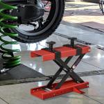 Plataforma Elevadora para Motocicletas com Altura Ajustável de 19 - 53cm Carga Máxima 500kg para Estacionar ou Reparar Oficina Garagem Preto e Vermelho