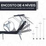 Espreguiçadeira de Jardim Dobrável com Toldo Removível e Ajustável em Ângulo e Encosto Ajustável em 4 Posições para Jardim Terraço Campismo Exterior 187x58x36cm Preto