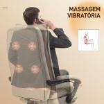 Cadeira de Secretária com Massagem, Altura Regulável, Encosto Reclinável, Apoio para os Pés, Giratória 360°, Bege