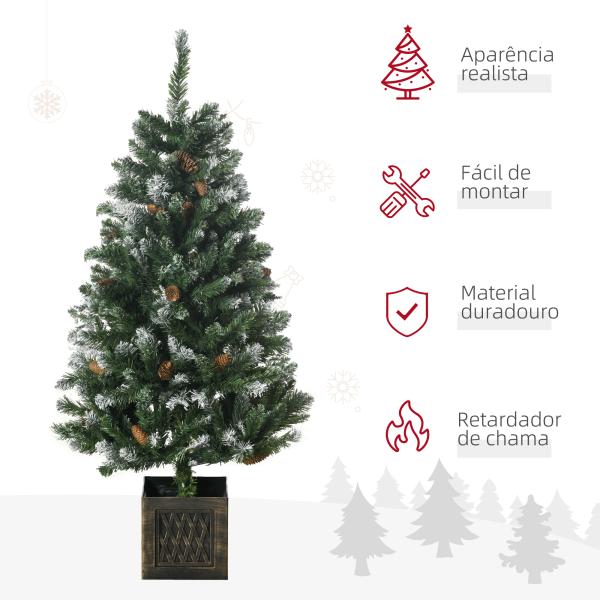 Árvore de Natal Artificial Nevada Altura 120 cm com 328 Ramos e Suporte Metálico Verde