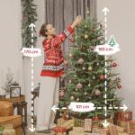 Árvore de Natal Artificial 180 cm com 1794 Ramos Densos Suporte Metálico Dobrável para Interior Verde