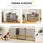 Barreira de Segurança para Cães Dobrável Barreira de Proteção para Lareira 202,5 cm com Porta para Escada Corredor Preto