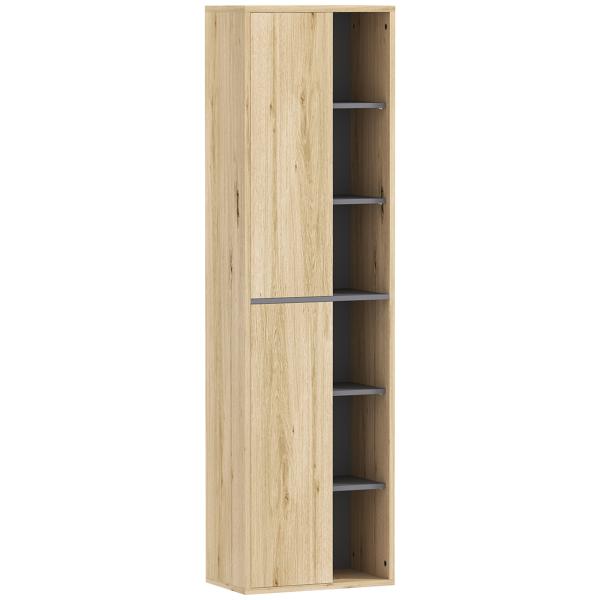 Coluna Casa de Banho de Parede Armário Alto Casa de Banho com Compartimentos Abertos e 2 Portas 40x24x141,5 cm Madeira