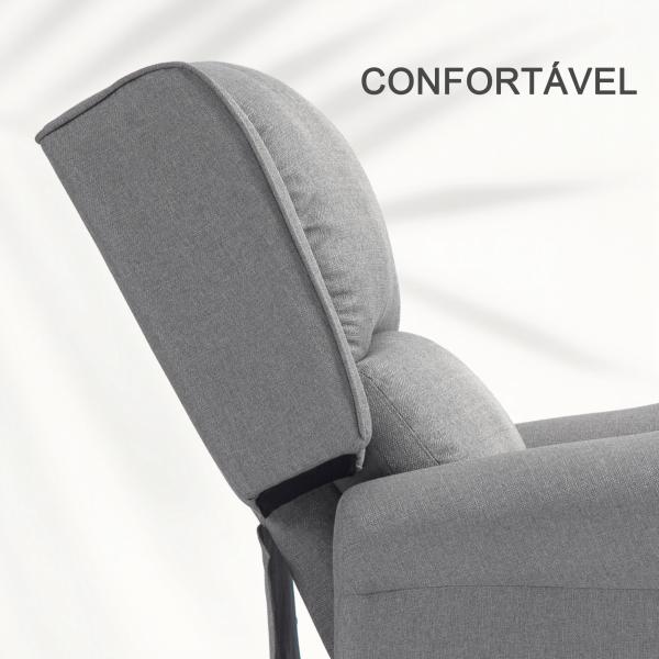 HOMOM Poltrona Reclinável Poltrona Relax com Reclinação Manual até 160° e Apoio para os Pés Retráteis 77x88x102 cm Cinza