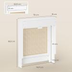 Cobertura para Radiador com Porta Rebatível e Vime Proteção Radiador de MDF 78x19x95,5 cm com Compartimento Desenho Boémio Branco
