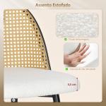 Conjunto de 2 Bancos de Bar Bancos Altos de Cozinha com Encosto de Vime Assento Estofado em Borrego 48x54x102 cm Creme