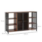 Aparador de Cozinha Industrial Móvel de Armazenamento de Garrafas para Bar Sala Cozinha 120x40x76 cm Castanho Rústico