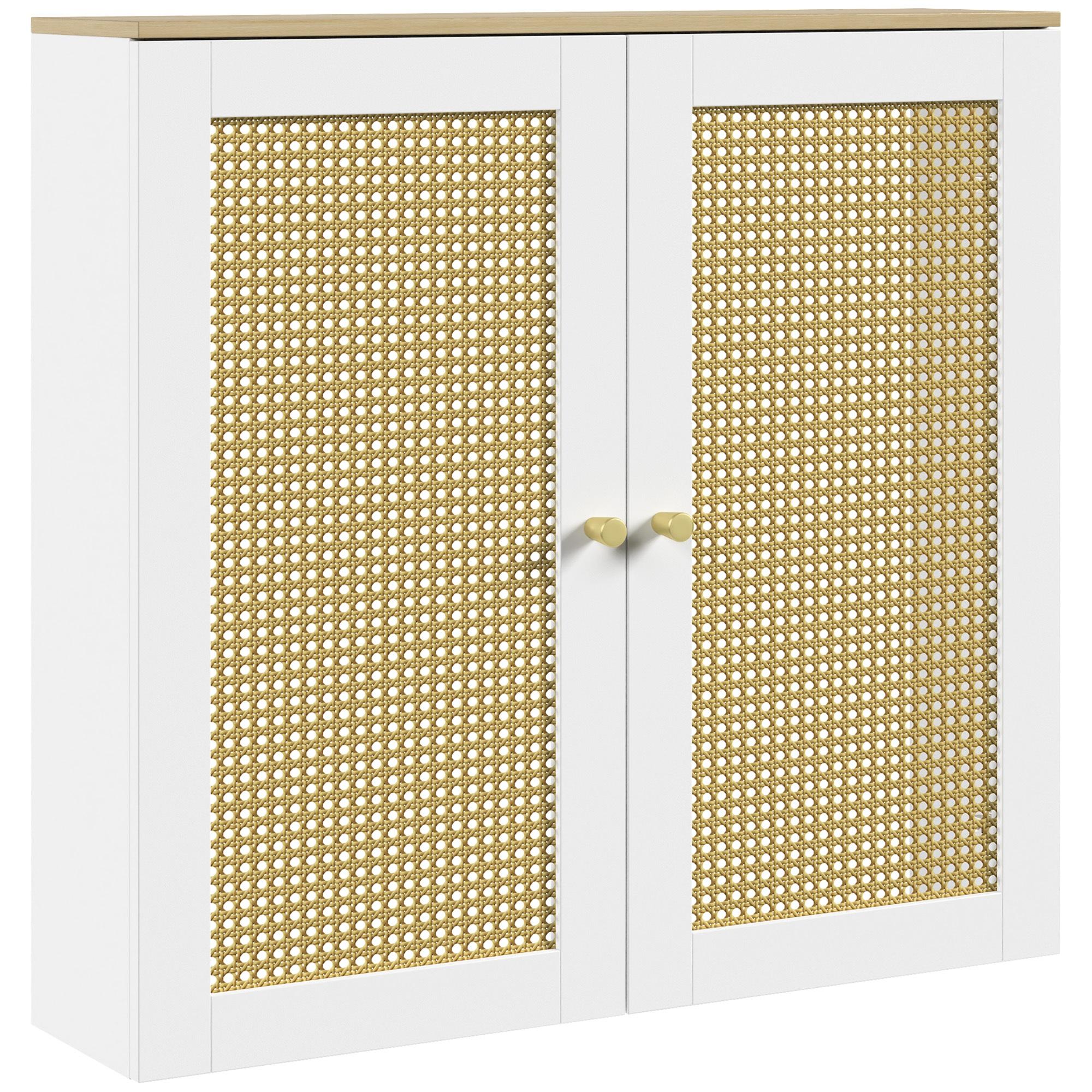 Cobre - radiador com 2 Portas em Rotim para Sala e Quarto 78x19x75 cm Branco