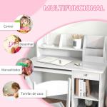 Conjunto de Secretária e Cadeira para Crianças com 2 Gavetas e Compartimento para Dormitório Sala de Estudo Branco