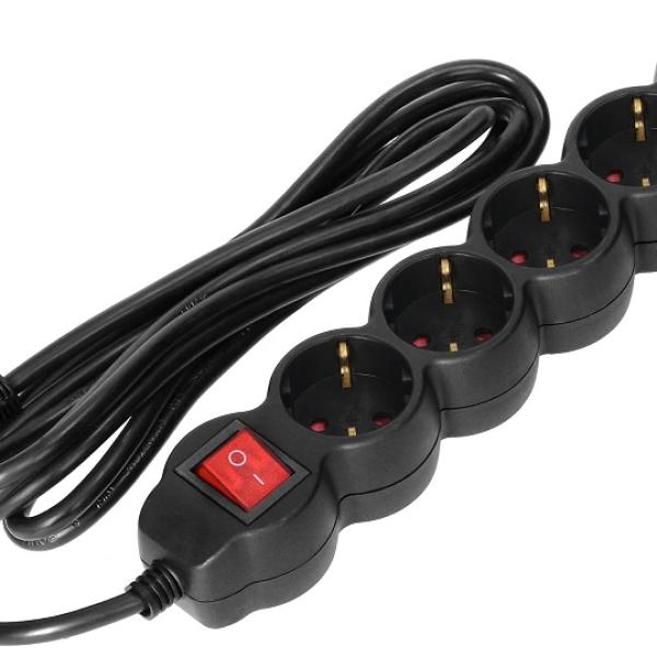 Extensão Quintupla c/ Interruptor (3 mts) - Preto