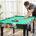 Mesa de Jogos 6 em 1 Dobrável Bilhar Matraquilho Ping Pong Lançamento de Anéis Hóquei com Bastão e Hóquei com Discos 118x104x71cm Multicor