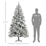 Árvore de Natal Artificial 225 cm com Neve Ignífugo com 1300 Ramos Folhas de PVC Base Dobrável Verde
