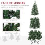 Árvore de Natal Artificial com 240 Luzes LED 618 Ramos Suporte de Aço e Formato Slim para Interior Ø68x180 cm Verde