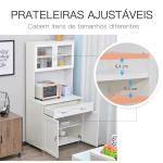 Armário de cozinha com prateleiras internas ajustáveis ​​e gaveta 80x48x170 cm Branco