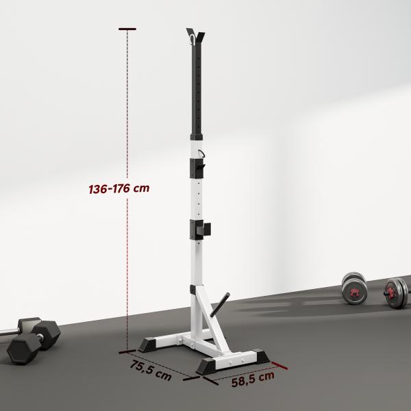 Suporte para Barras de Pesos Ajustável 2 Peças de Aço Treinamento em Casa Peso 200 kg 58,5x75,5x136 - 176 cm Prata e Preto