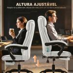 Cadeira de Escritório com 7 Pontos de Massagem com Apoio para os Pés Retrátil, Altura Ajustável, Comando Remoto e Tecido PU Branco