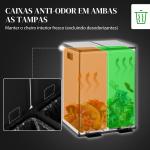Balde de Lixo de Cozinha com 2 Compartimentos 2x20L Pedal Tampa de Fechamento Suave e Cubo Amovível Prata