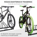 Estacionamento para 6 Bicicletas Suporte de Aço para Estacionar Bicicletas no Chão para Interior e Exterior 179x33x27 cm Preto