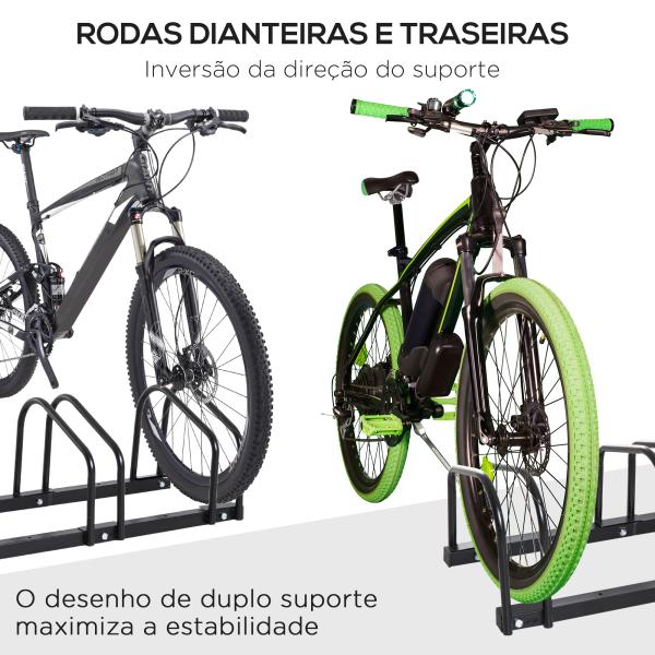 Estacionamento para 6 Bicicletas Suporte de Aço para Estacionar Bicicletas no Chão para Interior e Exterior 179x33x27 cm Preto