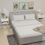 Conjunto de 2 Mesas de Cabeceira Flutuantes Estreitas com Gaveta com Frente Canelada e Prateleira Aberta 40x34x29 cm Branco