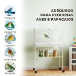 Gaiola para Pássaros com Divisória Rodas Gaiola para Aves com Comedouros Poleiros e Bandeja Removível 76x46x116 cm Branco