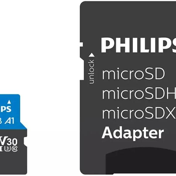 Cartão Memória MicroSDXC Card 128GB Class 10 UHS - I U3 + Adaptador - PHILIPS