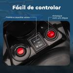 Quadriciclo Elétrico para Crianças 6 V Quadriciclo para Crianças com Velocidade até 3 km/h Faróis e Música 70x42x45 cm Azul