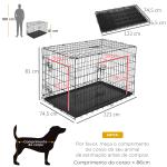 Gaiola para Cães com 2 Portas Gaiola para Animais de Estimação de Arame Dobrável com Alça de Transporte Aço 121x74,5x81cm Preto