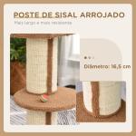 Arranhador para Gatos Altura 91 cm de 3 Níveis com Ninho Plataforma e Poste de Sisal 45x45x91 cm Marrom Claro