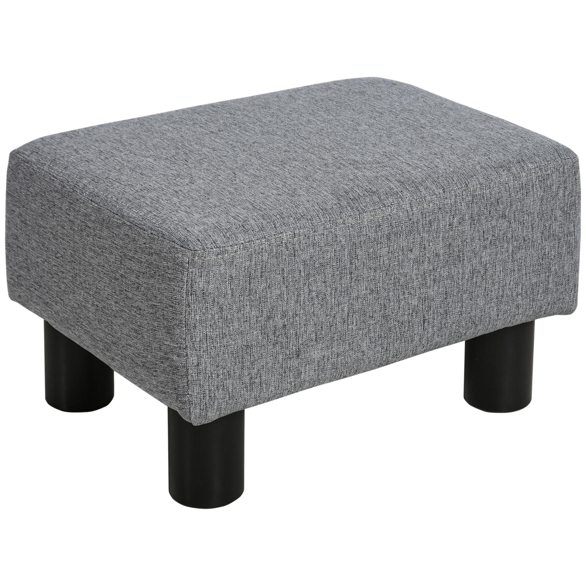 Apoio para os Pés de Sala de Estar Banco Retangular com Estrutura de Madeira para Sala de Estar 40x30x24 cm Cinzento