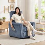 Poltrona Relax Reclinável Manual Estofada em Veludo com Apoio para Pés 73x86x100 cm Azul Escuro