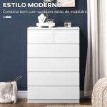 Cómoda Moderna com 6 Gavetas Cómoda de Madeira para Dormitório Entrada Sala de Estar 80x39x115cm Branco