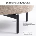Poltrona de Sala com Assento Rotativo Revestida em Tecido Linho Assento Amplo Acolchoado Espesso Pés de Metal Bege