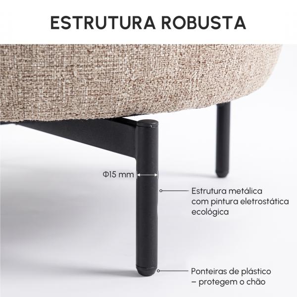 Poltrona de Sala com Assento Rotativo Revestida em Tecido Linho Assento Amplo Acolchoado Espesso Pés de Metal Bege