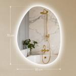 Espelho de Casa de Banho LED 3 Cores de Luz Brilho Regulável Função Anti - Embaciamento Função Memória IP44 70x50 cm Prata