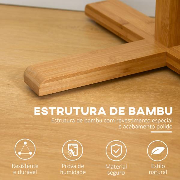 Cabide de Pé em Bambu com 8 Ganchos para Pendurar Bolsas e Chapéus no Corredor Entrada Quarto 49,5x49,5x178 cm Madeira