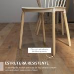 Conjunto de 4 Cadeiras Estilo Nórdico com Encosto Alto e Pés de Madeira de Faia 43x52,5x83cm Bege e Madeira