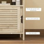 Móvel para Lavatório Pousar em Bambu com Portas Deslizantes de Ripas Compartimento Aberto 60x30x60 cm Madeira