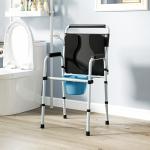 Cadeira Sanita para Pessoas Maiores Dobrável com Altura Ajustável Cubo e Almofadas Antiderrapantes 52,5x46x81,5 - 97 cm Preto