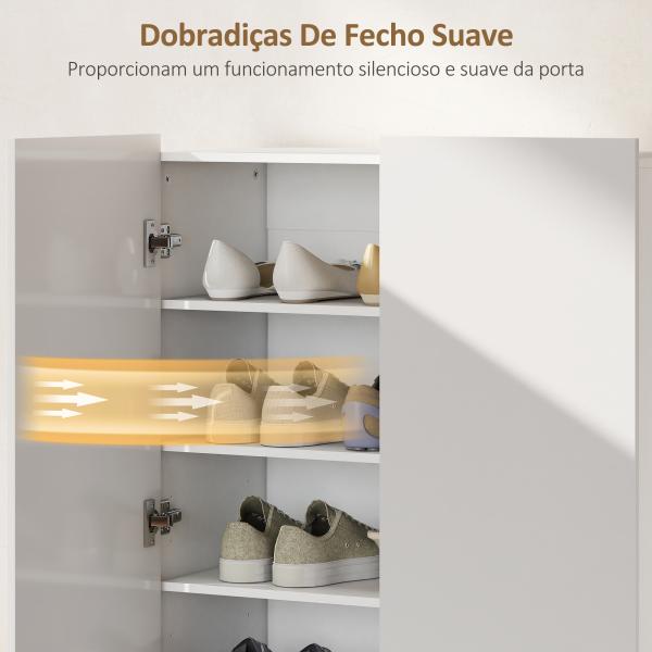 Sapateira para Entrada com Prateleiras Ajustáveis para 20 Pares de Sapatos 72x34,5x103 cm Branco Brilhante