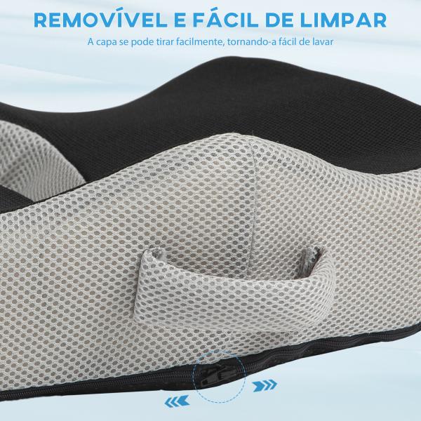 Almofada de Assento com Espuma de Viscoelástica para Cadeira com Base Antiderrapante e Capa de Malha 44x39x13 cm Preto