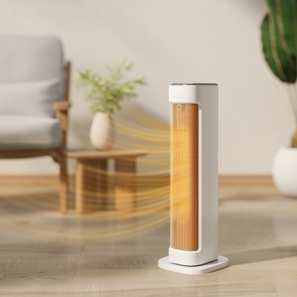 Aquecedor Elétrico de Baixo Consumo 2000W com 3 Modos Termostato Regulável Proteção contra Sobreaquecimento 21x19,7x61 cm Branco